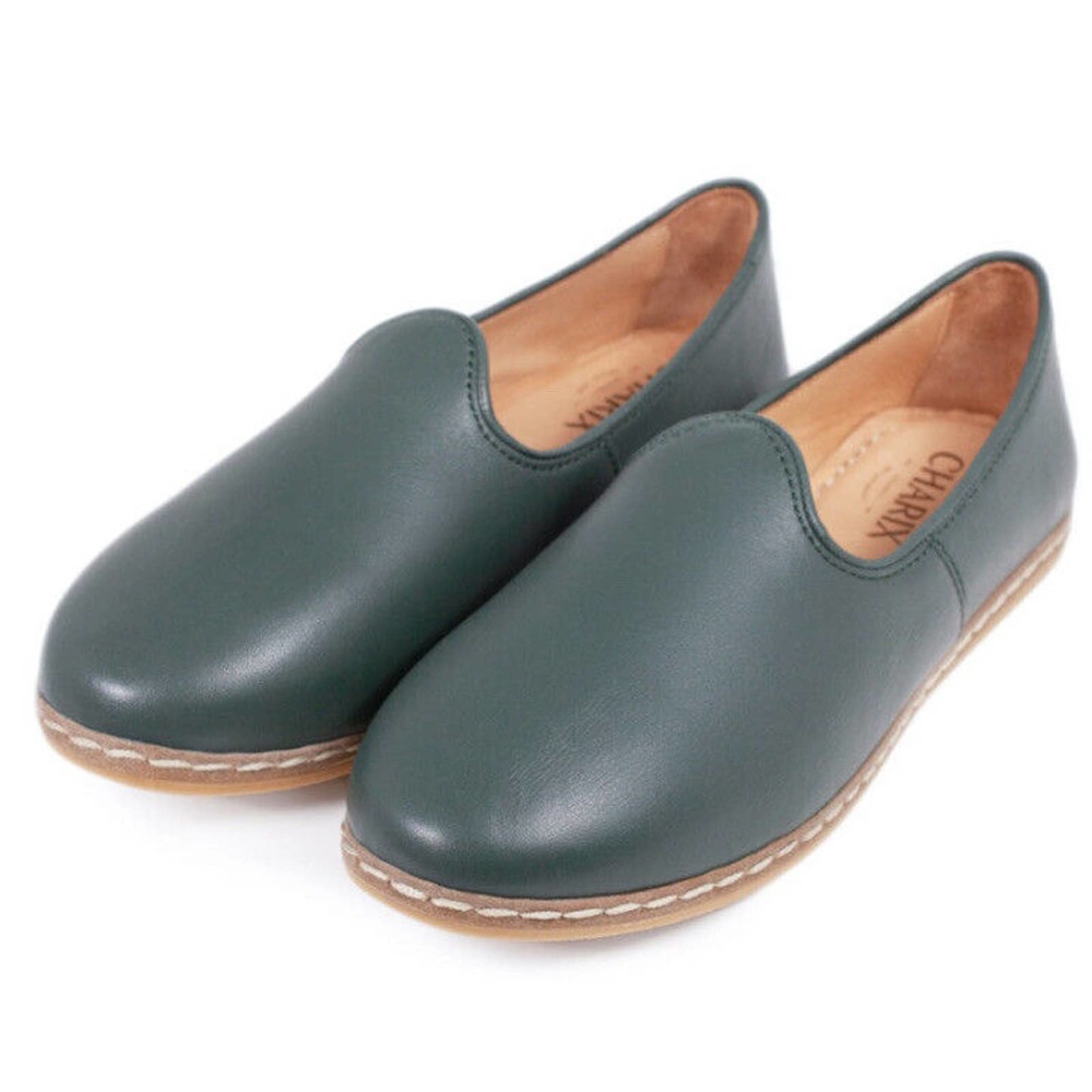 CHARIX Flats •EU 42 /US 10.5• Hunter Green Leather Shoes Loafer Istanbul $175